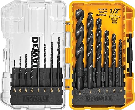 DEWALT Drill Bit Set, 14-Piece, 135 Degree Split Point, For Plastic, Wood and Metal (DWA1184)
